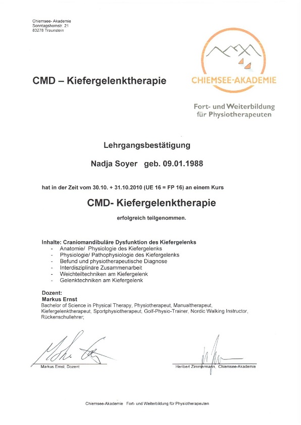 CMD Kiefergelenktherapie